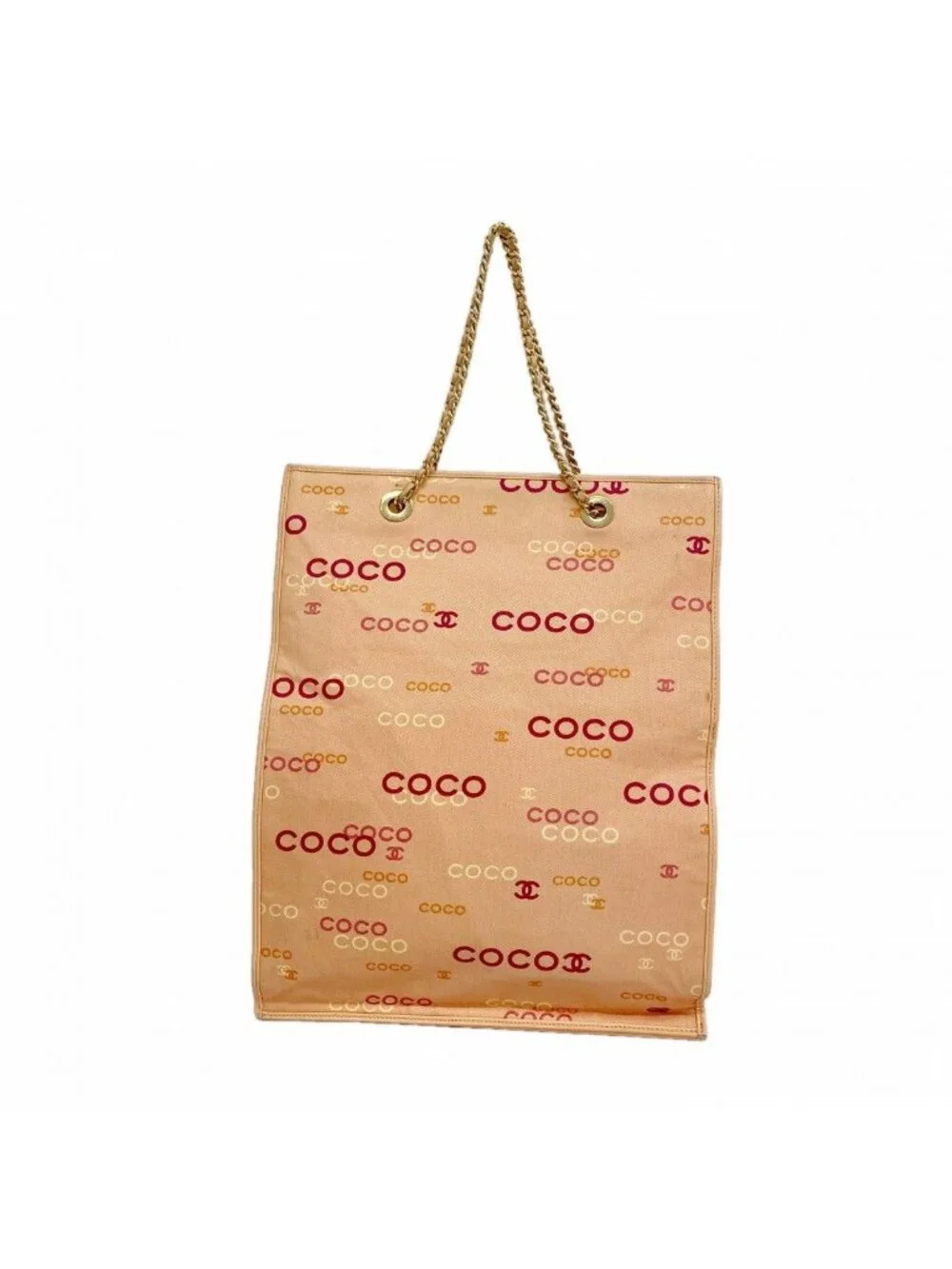 Chanel Tote Canvas Pink Orange Gold
